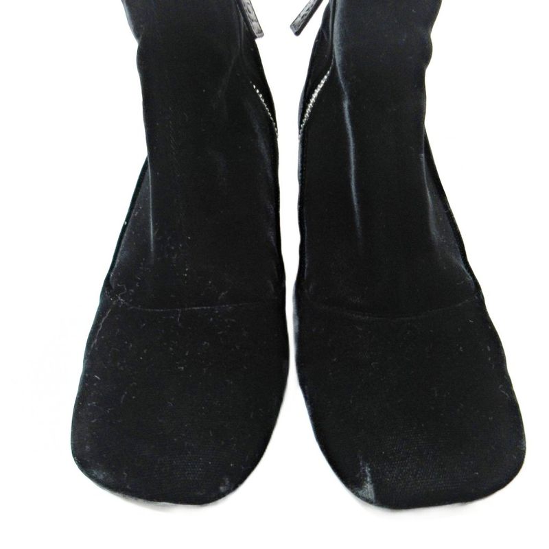 Loewe Velvet Short Boots Heel Square Toe Side Zip 36 Black 0108 — view 6