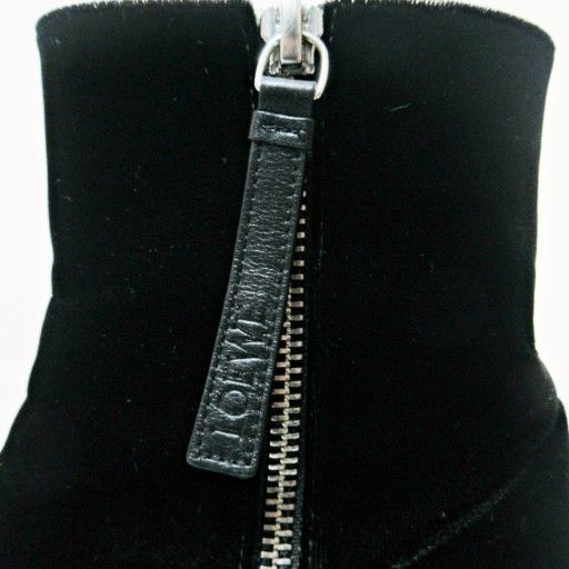Loewe Velvet Short Boots Heel Square Toe Side Zip 36 Black 0108 — view 8