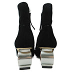 Loewe Velvet Short Boots Heel Square Toe Side Zip 36 Black 0108 — view 5