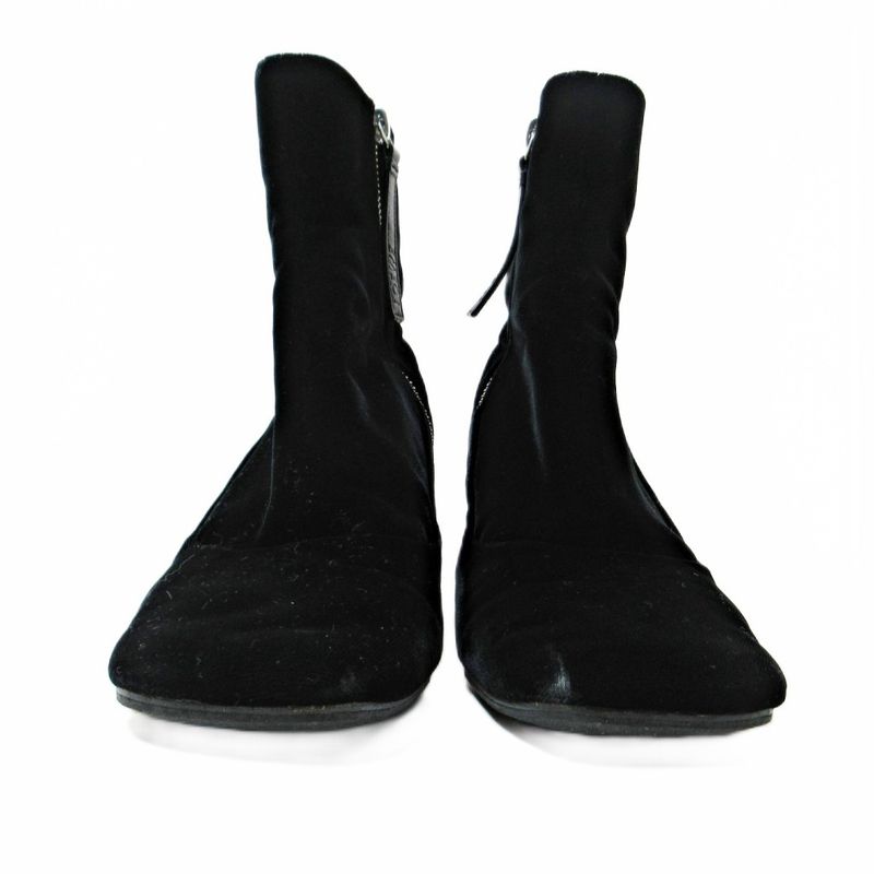 Loewe Velvet Short Boots Heel Square Toe Side Zip 36 Black 0108 — view 3