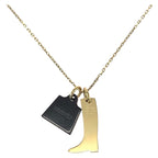 Hermes Amulet Marokinier Gold Black Metal Buffalo Horn Necklace Pendant — view 3