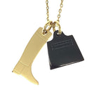 Hermes Amulet Marokinier Gold Black Metal Buffalo Horn Necklace Pendant — view 5