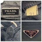 Prada Tessuto Triangle Logo Plate Black Silver Hardware Nylon Leather Tote Bag — view 5