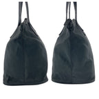 Prada Tessuto Triangle Logo Plate Black Silver Hardware Nylon Leather Tote Bag — view 9