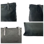 Prada Tessuto Triangle Logo Plate Black Silver Hardware Nylon Leather Tote Bag — view 6