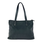 Prada Tessuto Triangle Logo Plate Black Silver Hardware Nylon Leather Tote Bag — view 3
