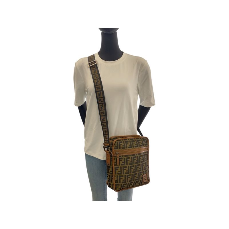 Fendi Zucca Brown Beige Gold Hardware Nylon 7 Va152 Shoulder Bag Pochette — view 8