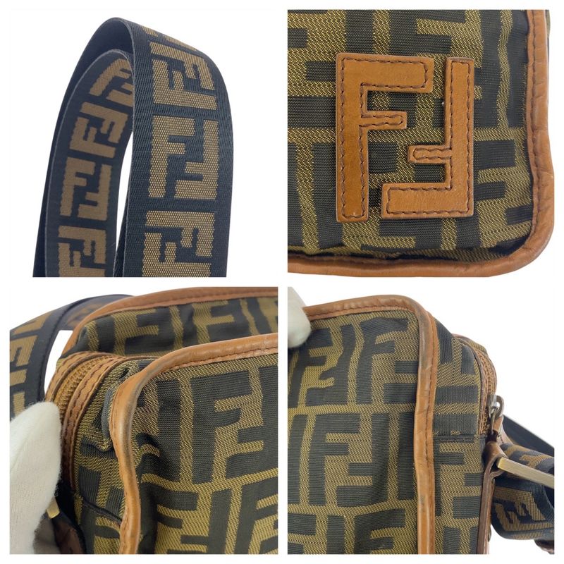 Fendi Zucca Brown Beige Gold Hardware Nylon 7 Va152 Shoulder Bag Pochette — view 5