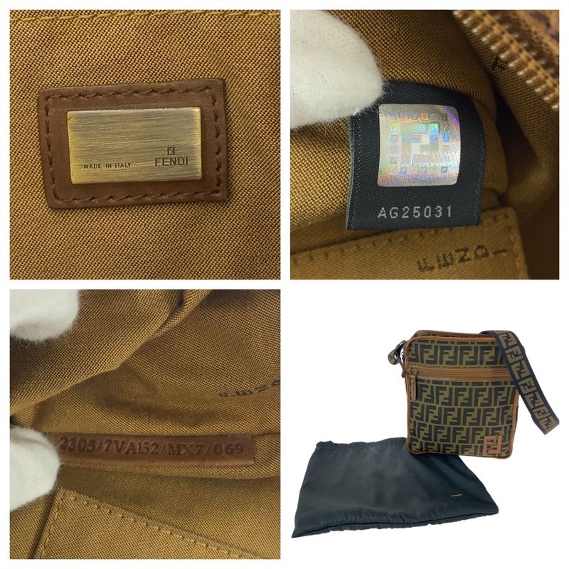 Fendi Zucca Brown Beige Gold Hardware Nylon 7 Va152 Shoulder Bag Pochette — view 7