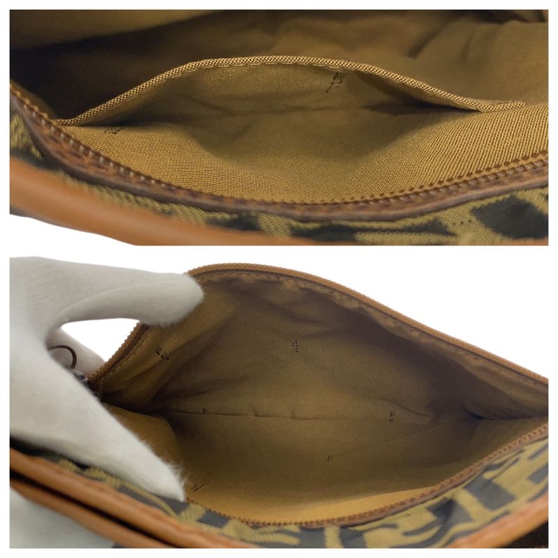 Fendi Zucca Brown Beige Gold Hardware Nylon 7 Va152 Shoulder Bag Pochette — view 6