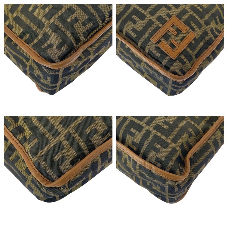 Fendi Zucca Brown Beige Gold Hardware Nylon 7 Va152 Shoulder Bag Pochette — view 4