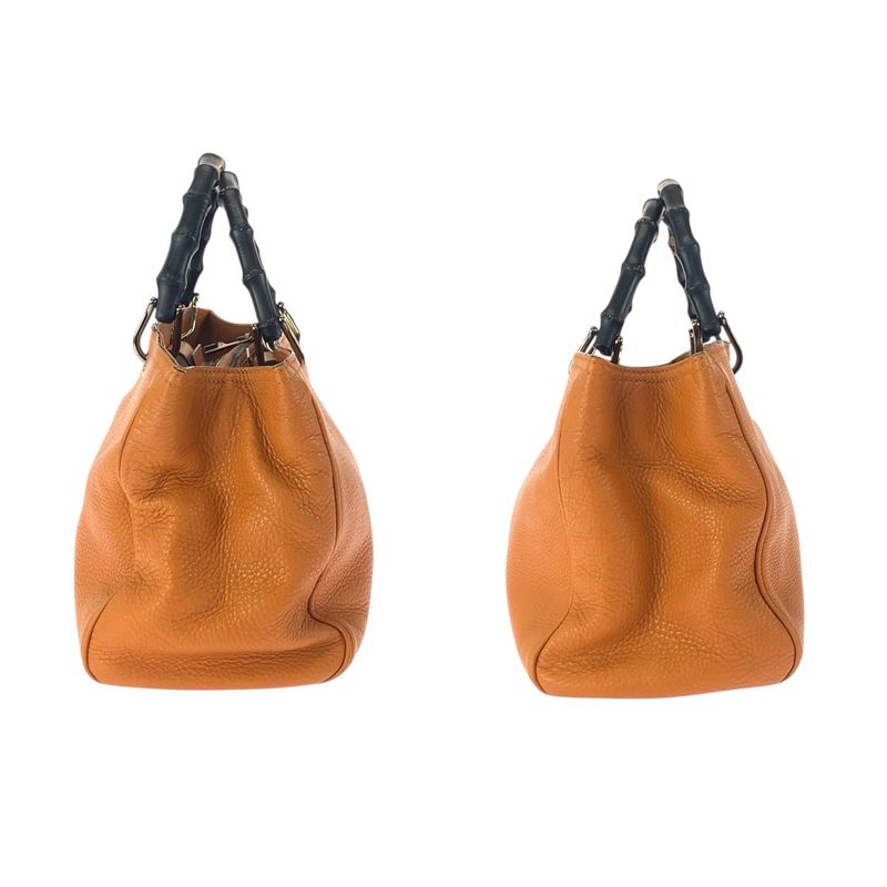 Gucci Bamboo 2-Way Orange Gold Hardware Leather Tote Bag — view 9
