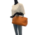Gucci Bamboo 2-Way Orange Gold Hardware Leather Tote Bag — view 8