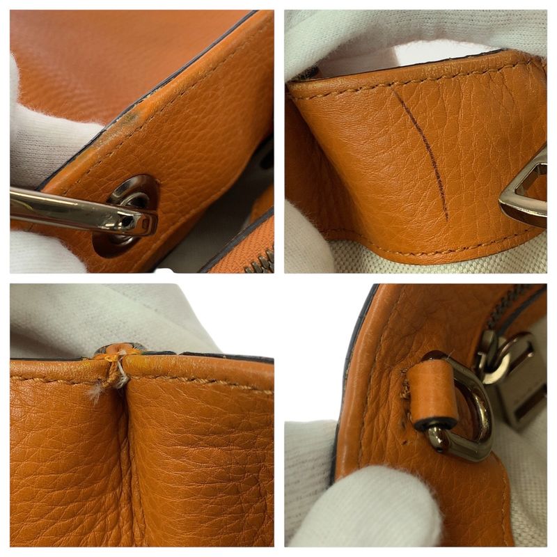 Gucci Bamboo 2-Way Orange Gold Hardware Leather Tote Bag — view 6