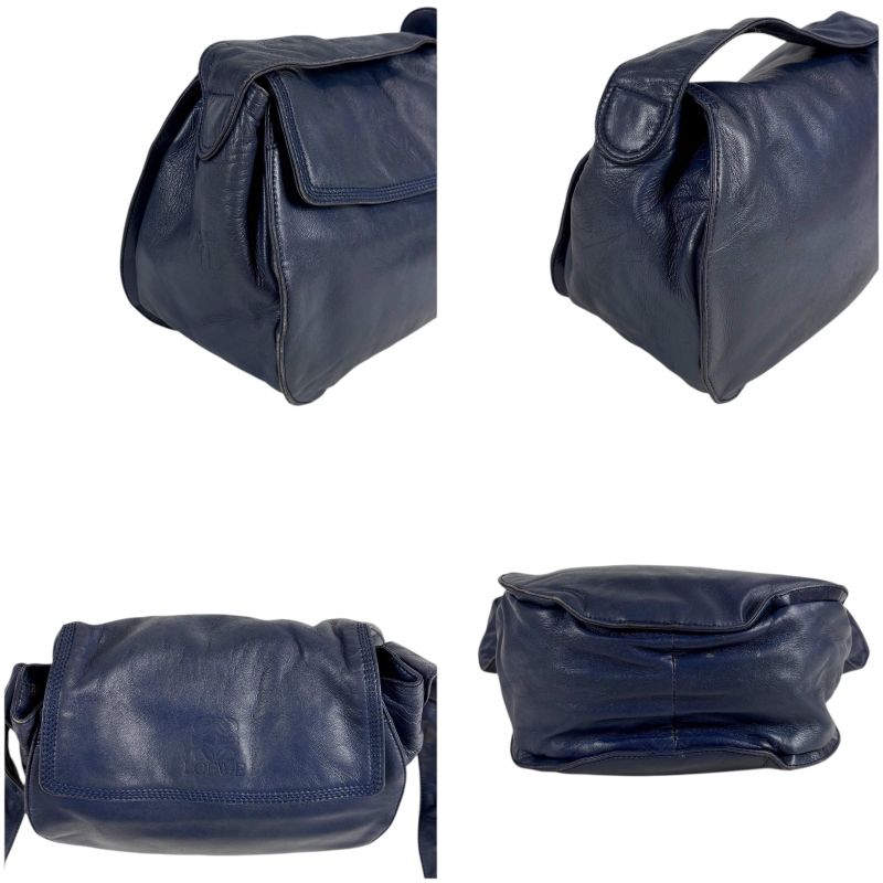 Loewe Anagram Logo Mini Shoulder Bag Nappa Leather Navy — view 4