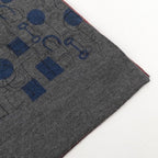 Hermes Silk Geometric Print Red and Grey Muffler Scarf — view 2