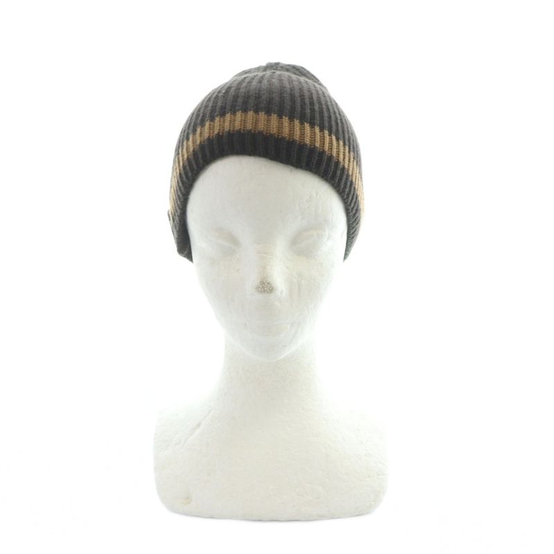 Gucci Beanie Knit Cap Logo Bicolor M Brown GY03 MQ OH — view 2