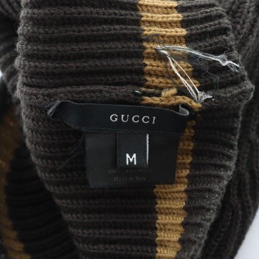 Gucci Beanie Knit Cap Logo Bicolor M Brown GY03 MQ OH — view 7