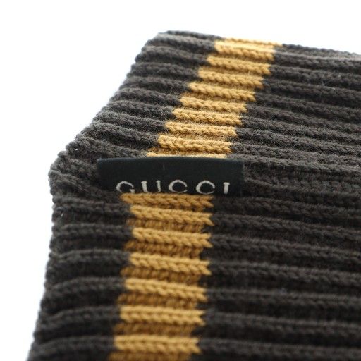 Gucci Beanie Knit Cap Logo Bicolor M Brown GY03 MQ OH — view 8