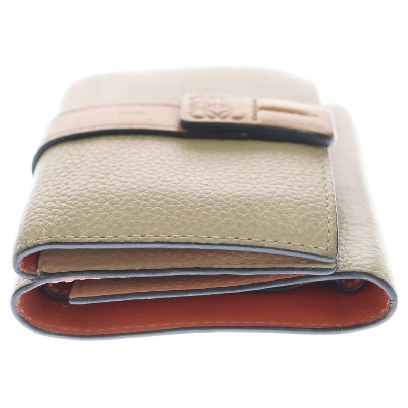 Loewe Trifold Wallet Compact Brown Beige Leather — view 3