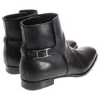 Hermes Portland Short Boots Leather Ankle H Buckle Black — view 3