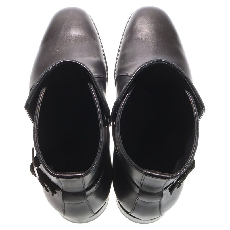Hermes Portland Short Boots Leather Ankle H Buckle Black — view 4