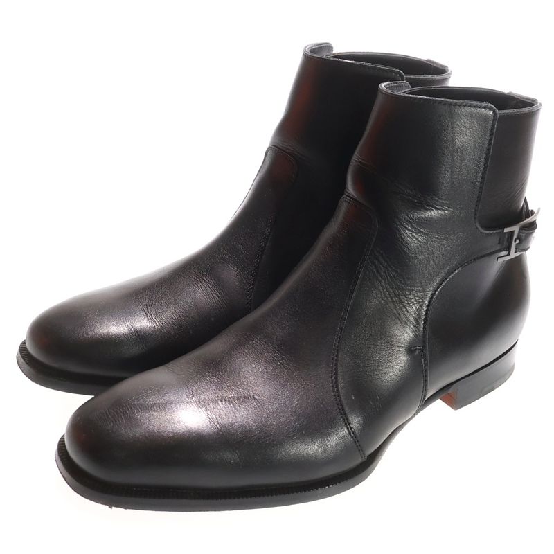 Hermes Portland Short Boots Leather Ankle H Buckle Black — view 2