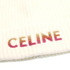 Celine 22 AW Gradient Logo Embroidered Beanie Knit Hat 2 A07 Z666 Q White — view 5