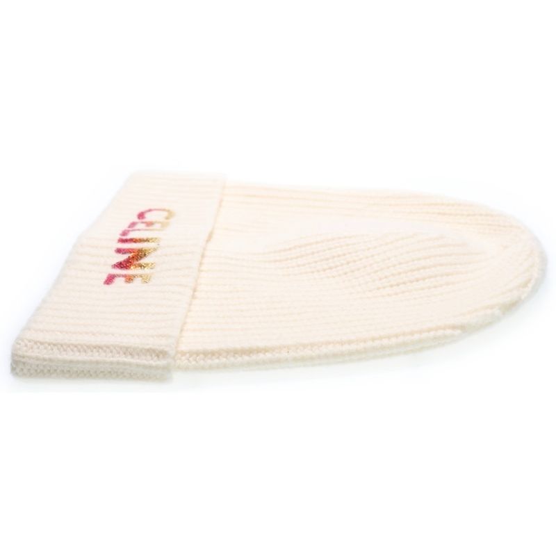 Celine 22 AW Gradient Logo Embroidered Beanie Knit Hat 2 A07 Z666 Q White — view 3