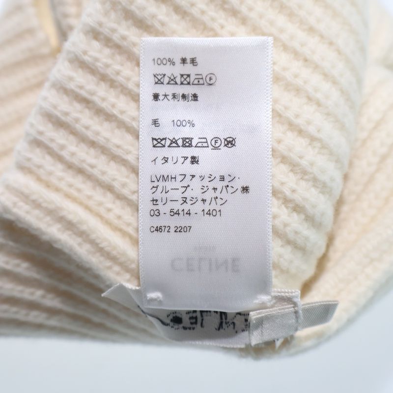 Celine 22 AW Gradient Logo Embroidered Beanie Knit Hat 2 A07 Z666 Q White — view 8