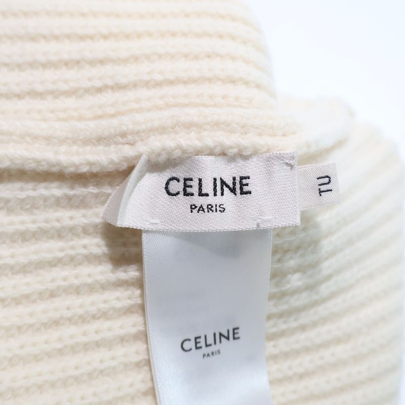 Celine 22 AW Gradient Logo Embroidered Beanie Knit Hat 2 A07 Z666 Q White — view 7