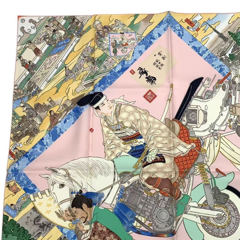 Hermes Carre 90 les Artisans D' Scarf 100% Silk Pink Box — view 3