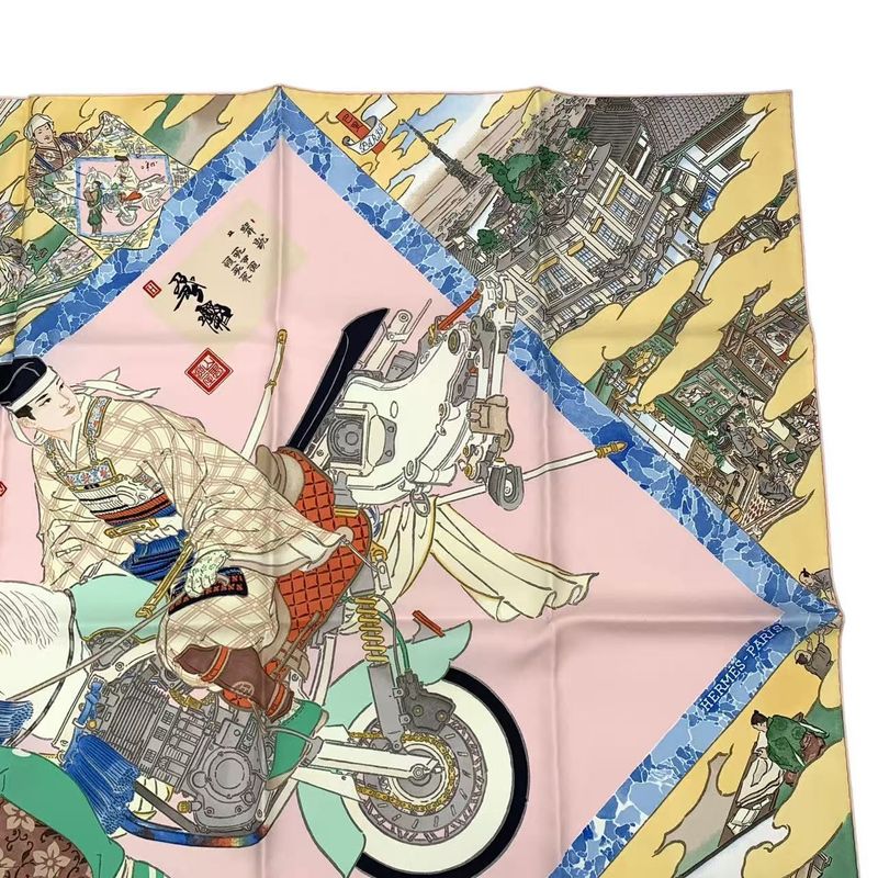 Hermes Carre 90 les Artisans D' Scarf 100% Silk Pink Box — view 4