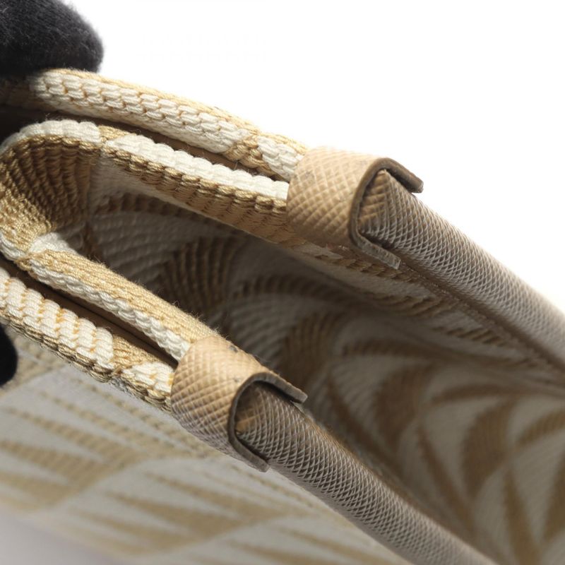Prada Tote Bag Triangolo Jacquard Symbol Embroidery 1 Ba356 Beige White Canvas — view 6