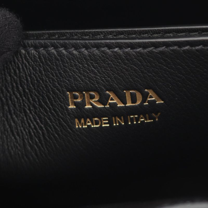 Prada Tote Bag Soft Grain VITE Buckle 1 Ba434 Black Leather Small — view 5
