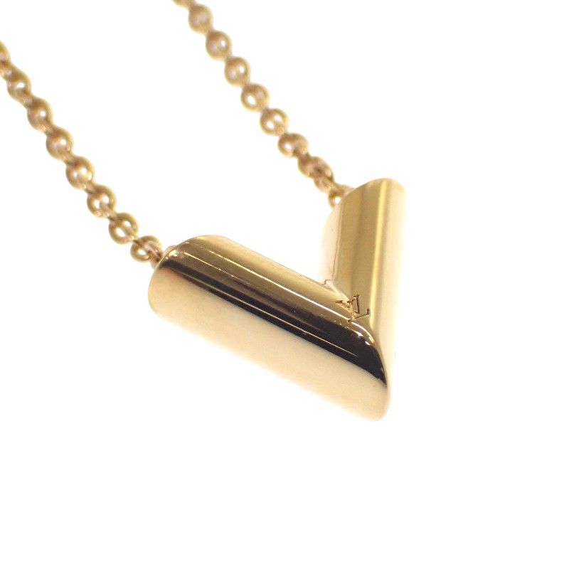 Louis Vuitton Essential V Necklace Metal Gold Logo Classic AB — view 4