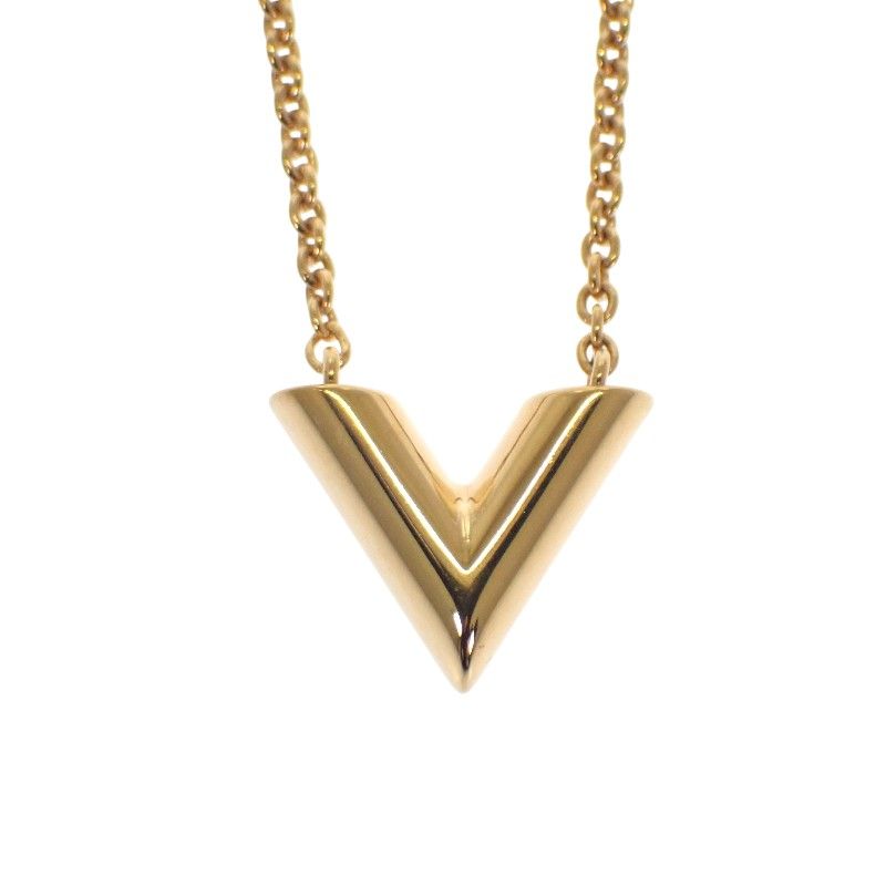 Louis Vuitton Essential V Necklace Metal Gold Logo Classic AB — view 6