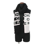 Chanel Scarf CC Logo Cashmere Shawl Black White Pink — view 4