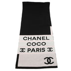 Chanel Scarf CC Logo Cashmere Shawl Black White Pink — view 2