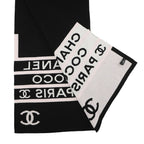 Chanel Scarf CC Logo Cashmere Shawl Black White Pink — view 3