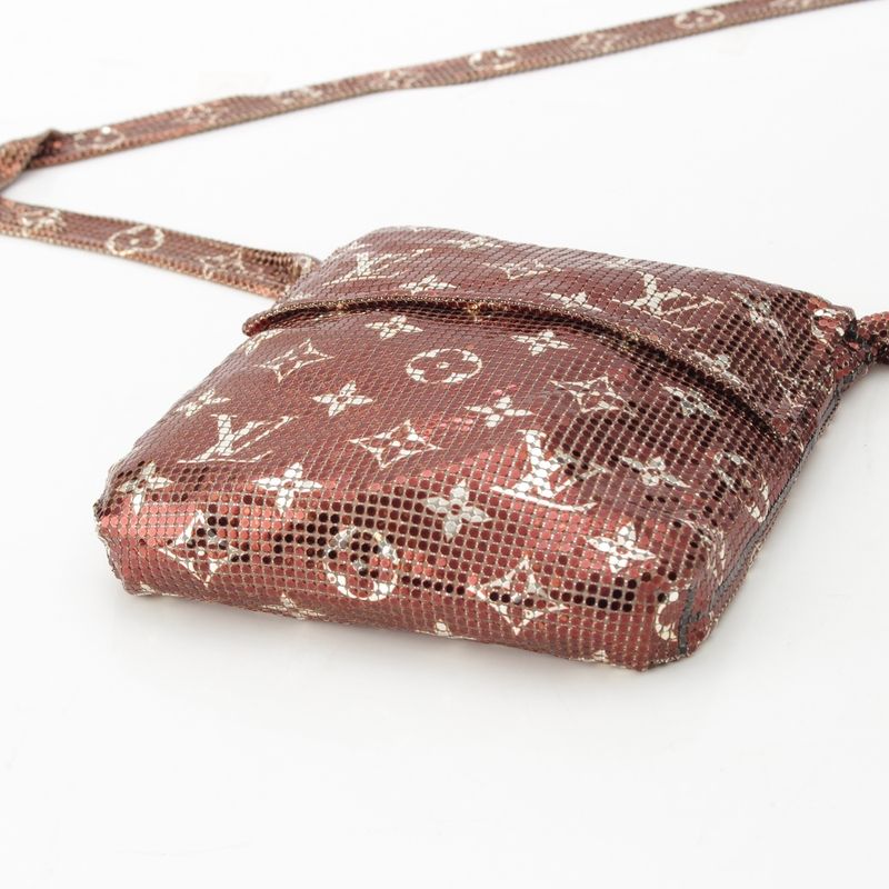 Louis Vuitton Sequin Monogram Mesh Francis Metal Shoulder Bag Brown — view 6