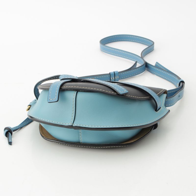 Loewe Leather Gate Dual Small Anagram Shoulder Bag 321.54 T20 Blue Black — view 6