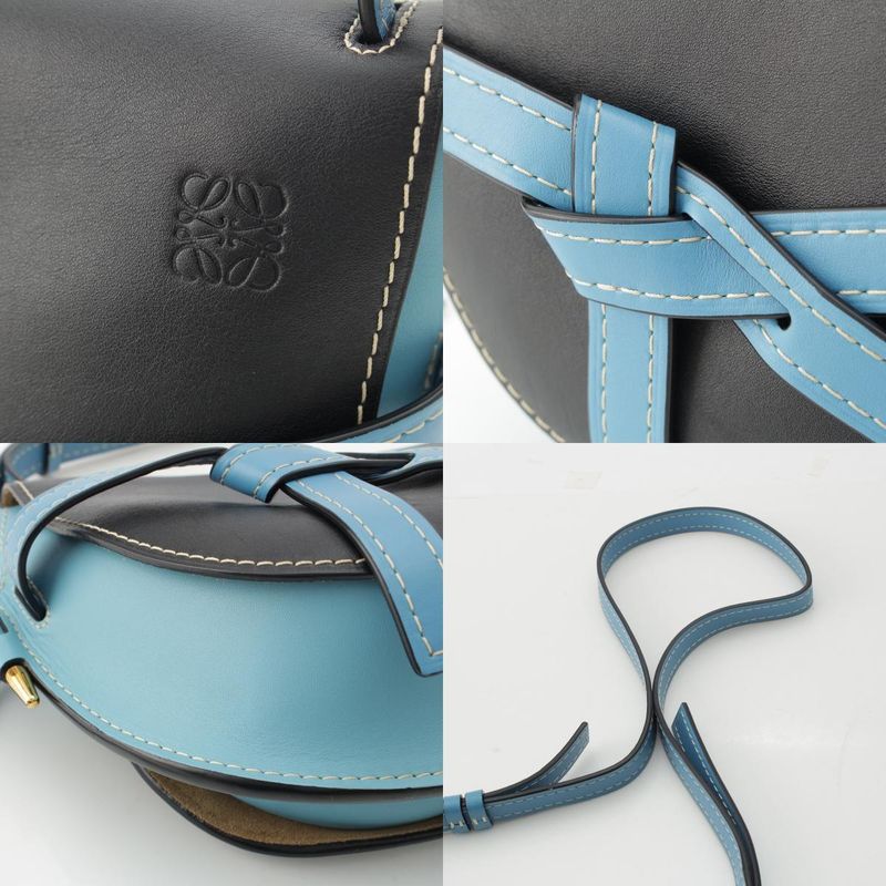Loewe Leather Gate Dual Small Anagram Shoulder Bag 321.54 T20 Blue Black — view 9