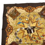 Hermes Carre 90 LA Magie Magic Rabbit Trick Pigeon Clown Silk Brown Box — view 5