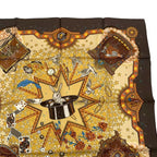 Hermes Carre 90 LA Magie Magic Rabbit Trick Pigeon Clown Silk Brown Box — view 6