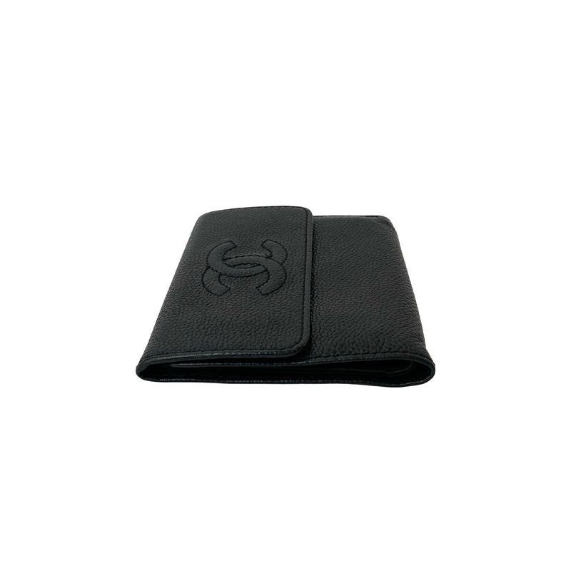 Chanel Vintage Coco Mark Caviar Leather Trifold — view 4