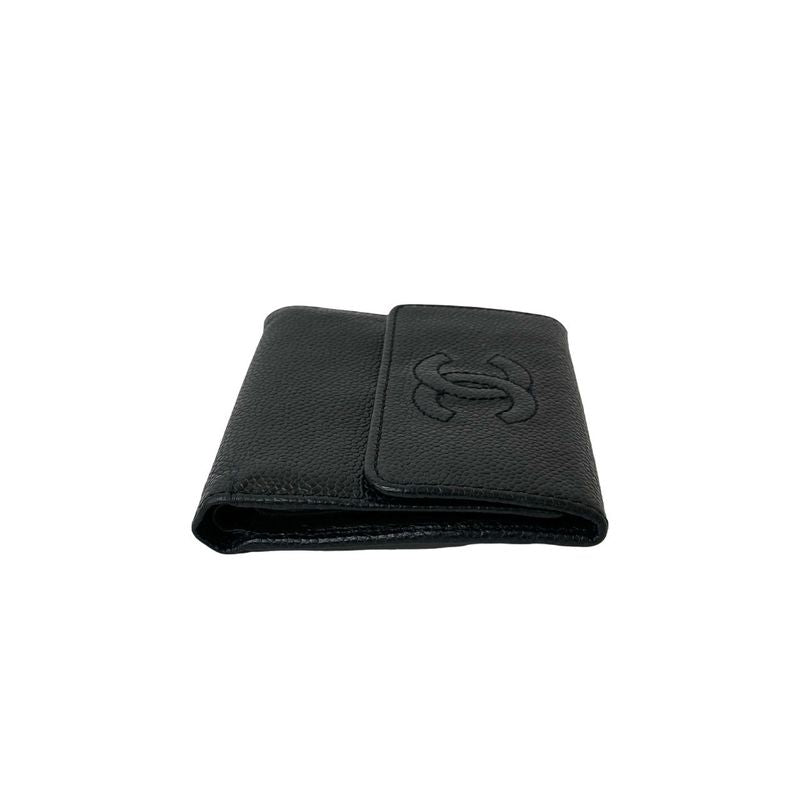Chanel Vintage Coco Mark Caviar Leather Trifold — view 5