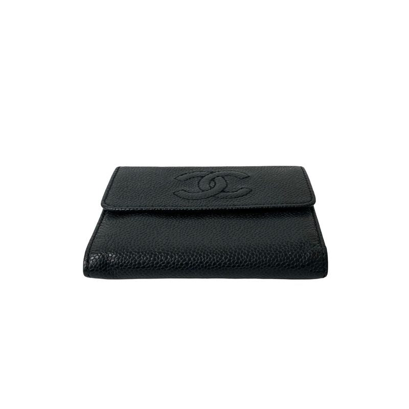 Chanel Vintage Coco Mark Caviar Leather Trifold — view 6