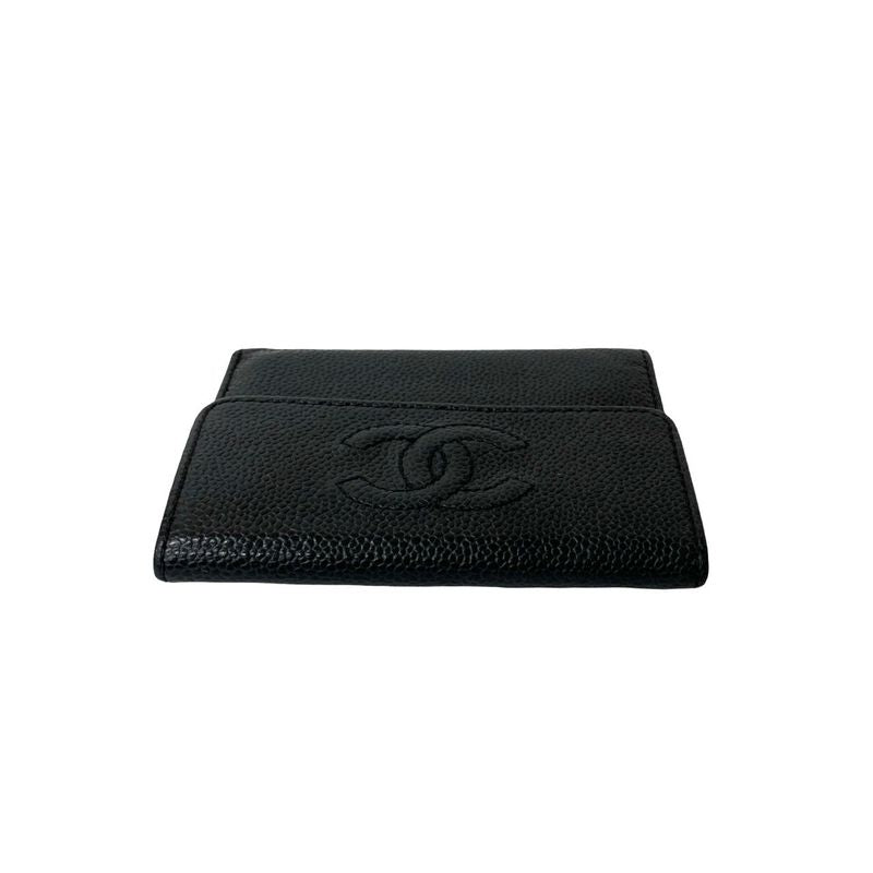 Chanel Vintage Coco Mark Caviar Leather Trifold — view 3
