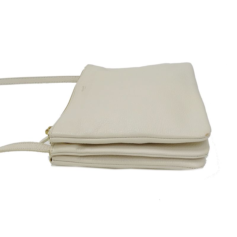 Celine Bag Shoulder Trio Large Leather White Cream Going Out — view 5